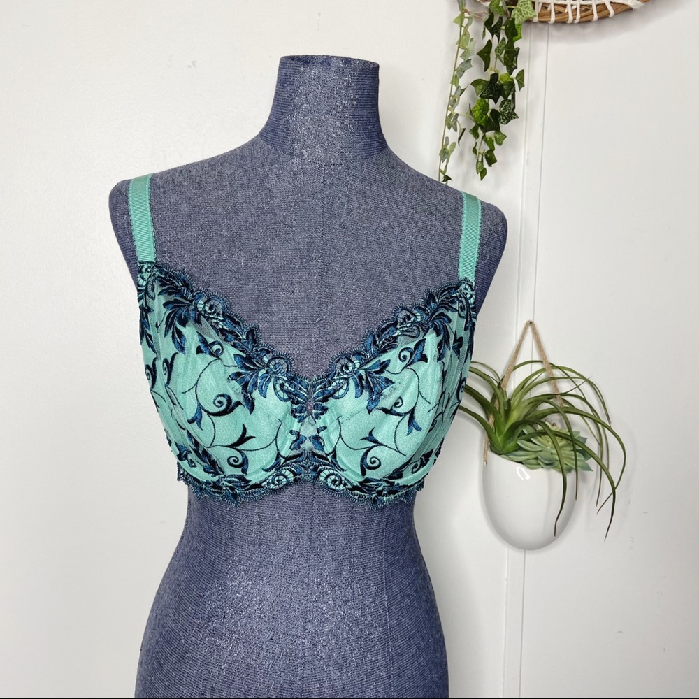 Soma Mint Green Embroidered Lace Bra 36 DDD